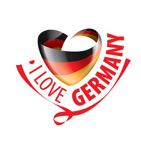 The national flag of the Germany and the inscription I love Germany. Vector illustrationのイラスト素材