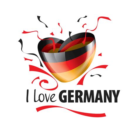 The national flag of the Germany and the inscription I love Germany. Vector illustrationのイラスト素材