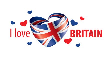 The national flag of the Britain and the inscription I love Britain. Vector illustrationのイラスト素材