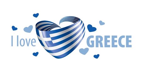 The national flag of the Greece and the inscription I love Greece. Vector illustrationのイラスト素材