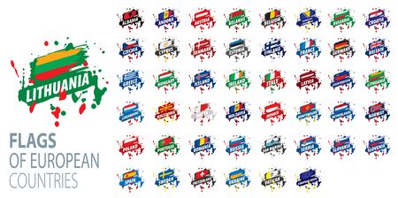 Set of flags of Europe. Vector illustrationのイラスト素材