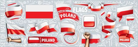 Vector set of the national flag of Poland in various creative designsのイラスト素材