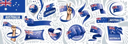 Vector set of the national flag of Australia in various creative designsのイラスト素材