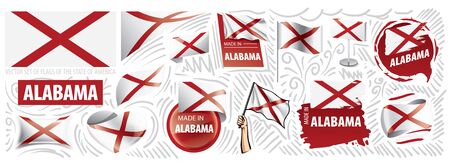 Vector set of flags of the American state of Alabama in different designsのイラスト素材