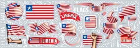 Vector set of the national flag of Liberia in various creative designsのイラスト素材