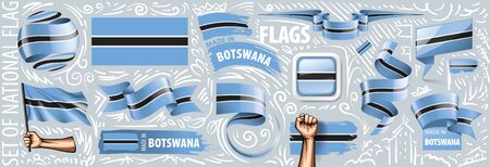 Vector set of the national flag of Botswana in various creative designsのイラスト素材
