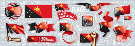 Vector set of the national flag of Papua New Guinea in various creative designsのイラスト素材