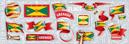 Vector set of the national flag of Grenada in various creative designsのイラスト素材