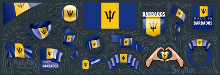 Vector set of the national flag of Barbados in various creative designsのイラスト素材