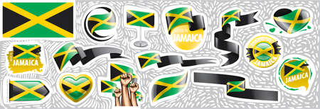 Vector set of the national flag of Jamaica in various creative designsのイラスト素材