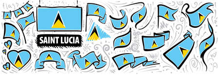Vector set of the national flag of Saint Lucia in various creative designsのイラスト素材