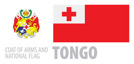Vector set of the coat of arms and national flag of Tongaのイラスト素材