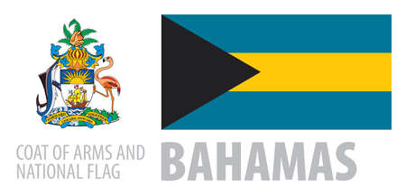 Vector set of the coat of arms and national flag of Bahamasのイラスト素材
