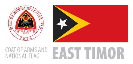 Vector set of the coat of arms and national flag of East Timorのイラスト素材