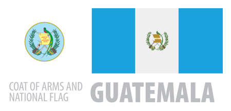 Vector set of the coat of arms and national flag of Guatemalaのイラスト素材