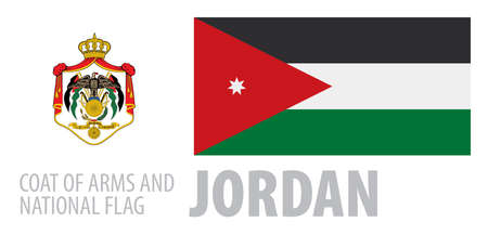 Vector set of the coat of arms and national flag of Jordanのイラスト素材