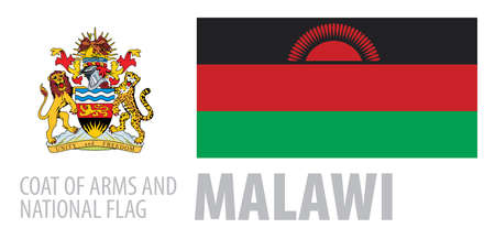 Vector set of the coat of arms and national flag of Malawiのイラスト素材