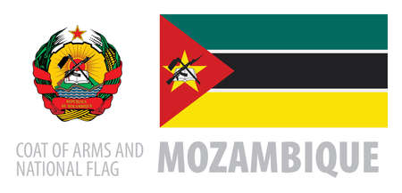 Vector set of the coat of arms and national flag of Mozambiqueのイラスト素材