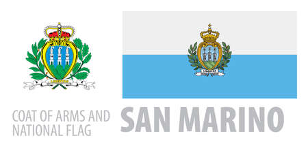 Vector set of the coat of arms and national flag of San Marinoのイラスト素材