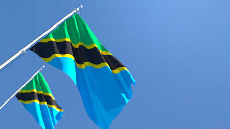 3D rendering of the national flag of Tanzania waving in the windの写真素材