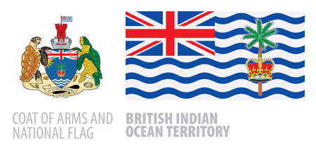 Set of the coat of arms and national flag of British Indian Ocean Territoryのイラスト素材