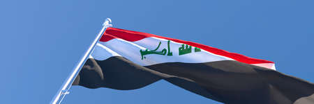 3D rendering of the national flag of Iraq waving in the windの写真素材