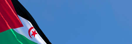 3D rendering of the national flag of Sahrawi Arab waving in the wind