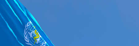 3D rendering of the national flag of World Health Organization WHO waving in the windのeditorial素材