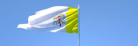 3D rendering of the national flag of Vatican waving in the windの写真素材
