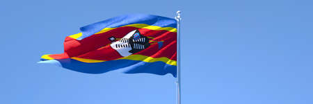 3D rendering of the national flag of Swaziland waving in the windの写真素材