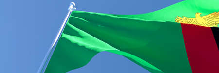 3D rendering of the national flag of Zambia waving in the windの写真素材