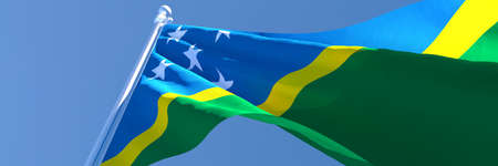 3D rendering of the national flag of Solomon Islands waving in the windの写真素材