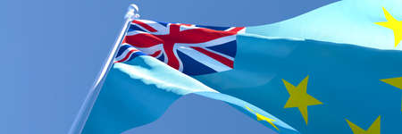 3D rendering of the national flag of Tuvalu waving in the windの写真素材
