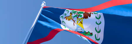 3D rendering of the national flag of Belize waving in the windの写真素材