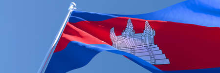 3D rendering of the national flag of Cambodia waving in the windの写真素材