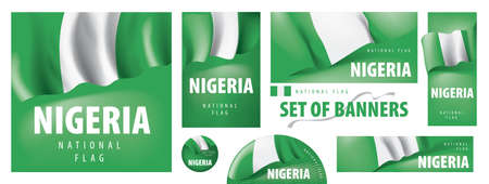 Vector set of banners with the national flag of the Nigeriaのイラスト素材