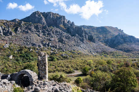 Demerdzhi mountain in Alushta, Republic of Crimea, Russia. Clear Sunny day on October 3, 2020のeditorial素材