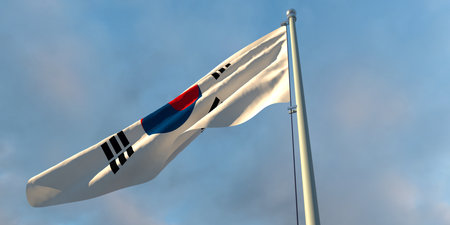 3d rendering of the national flag of the South Koreaの写真素材