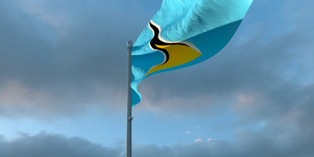 3d rendering of the national flag of the Saint Luciaの写真素材