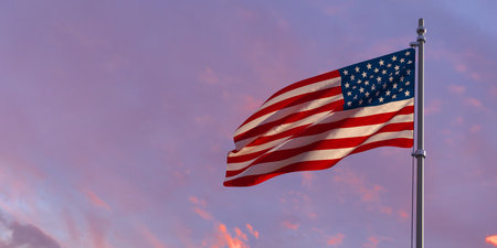 3d rendering of the national flag of the United States of America