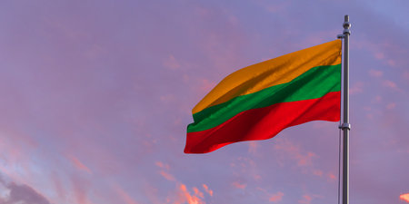 3D rendering of the Lithuania national flagの写真素材