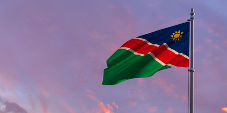 3d rendering of the national flag of the Namibiaの写真素材