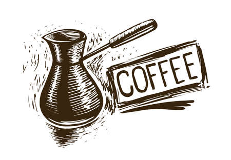 drawn coffee   on a white backgroundのイラスト素材