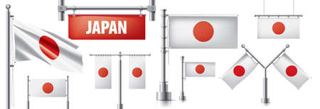Vector set of the national flag of Japan in various creative designsのイラスト素材
