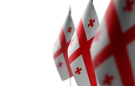 Small national flags of the Georgia on a white backgroundの写真素材