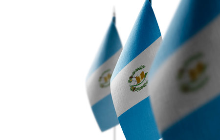 Small national flags of the Guatemala on a white backgroundの写真素材