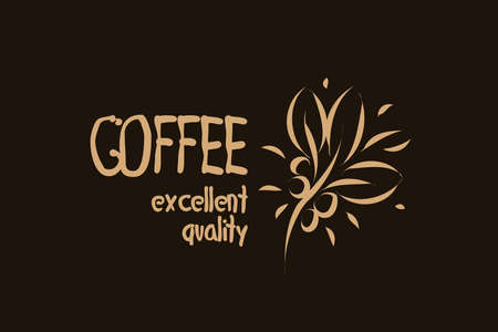 Vector   with coffee beans drawn on a dark backgroundのイラスト素材