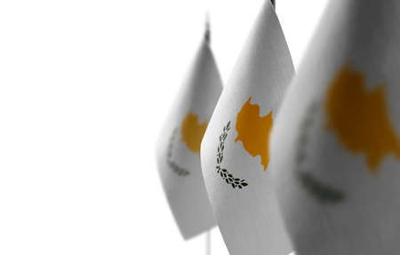 Small national flags of the Cyprus on a white backgroundの写真素材