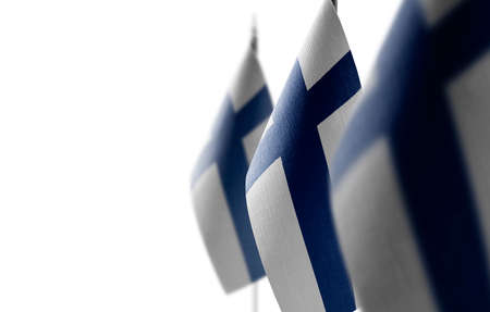 Small national flags of the Finland on a white backgroundの写真素材