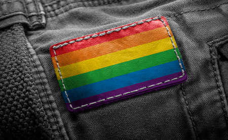 Tag on dark clothing in the form of the flag of the lgbt